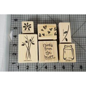 Stampin' Up! "Thanks from the Heart" Wood Mounted Rubber Stamps Set RETIRED
